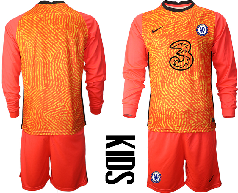 2021 Chelsea red goalkeeper long sleeve Youth soccer jerseys->youth soccer jersey->Youth Jersey